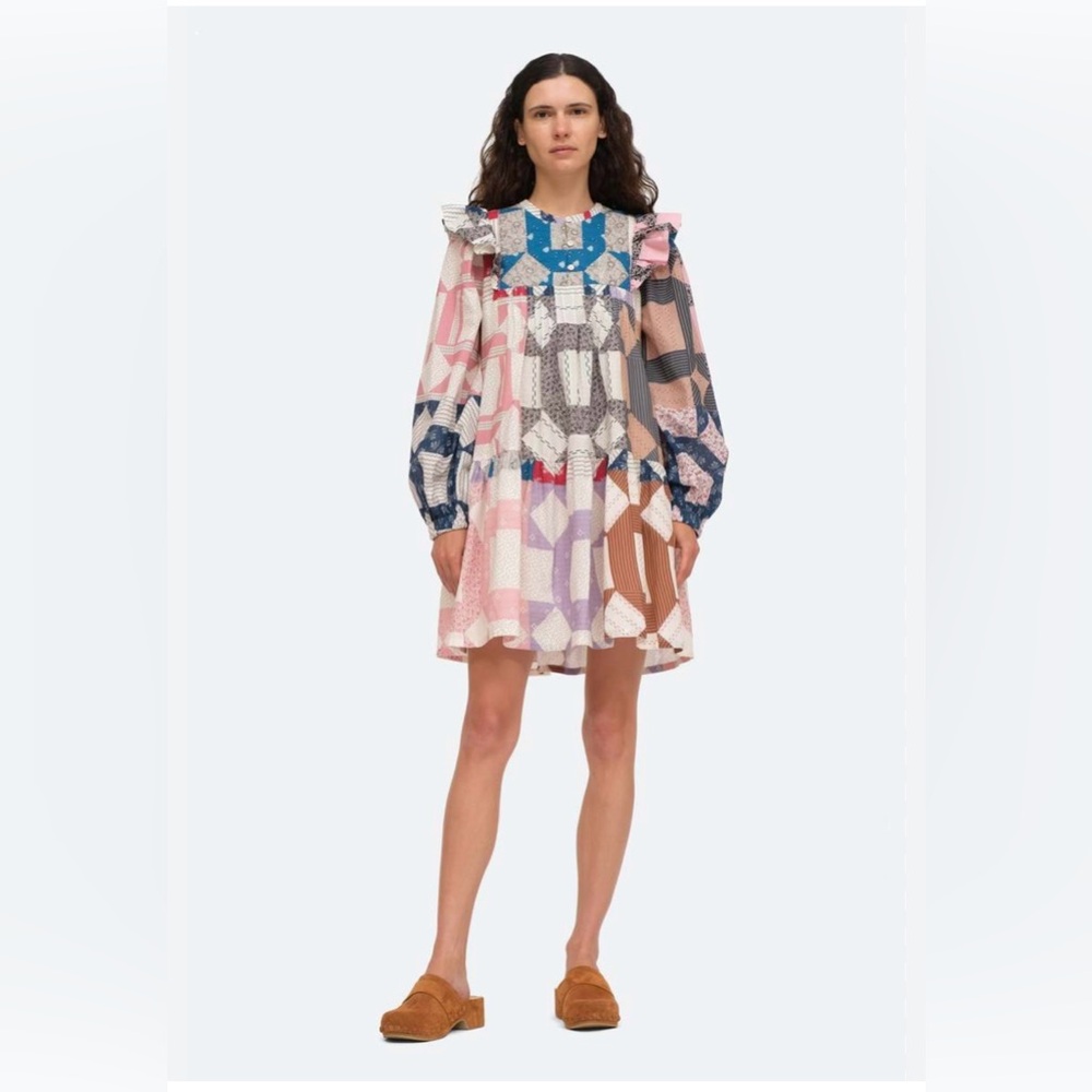 Sea NY Nohr Tunic Multicolor Patchwork Long Sleeve Dress